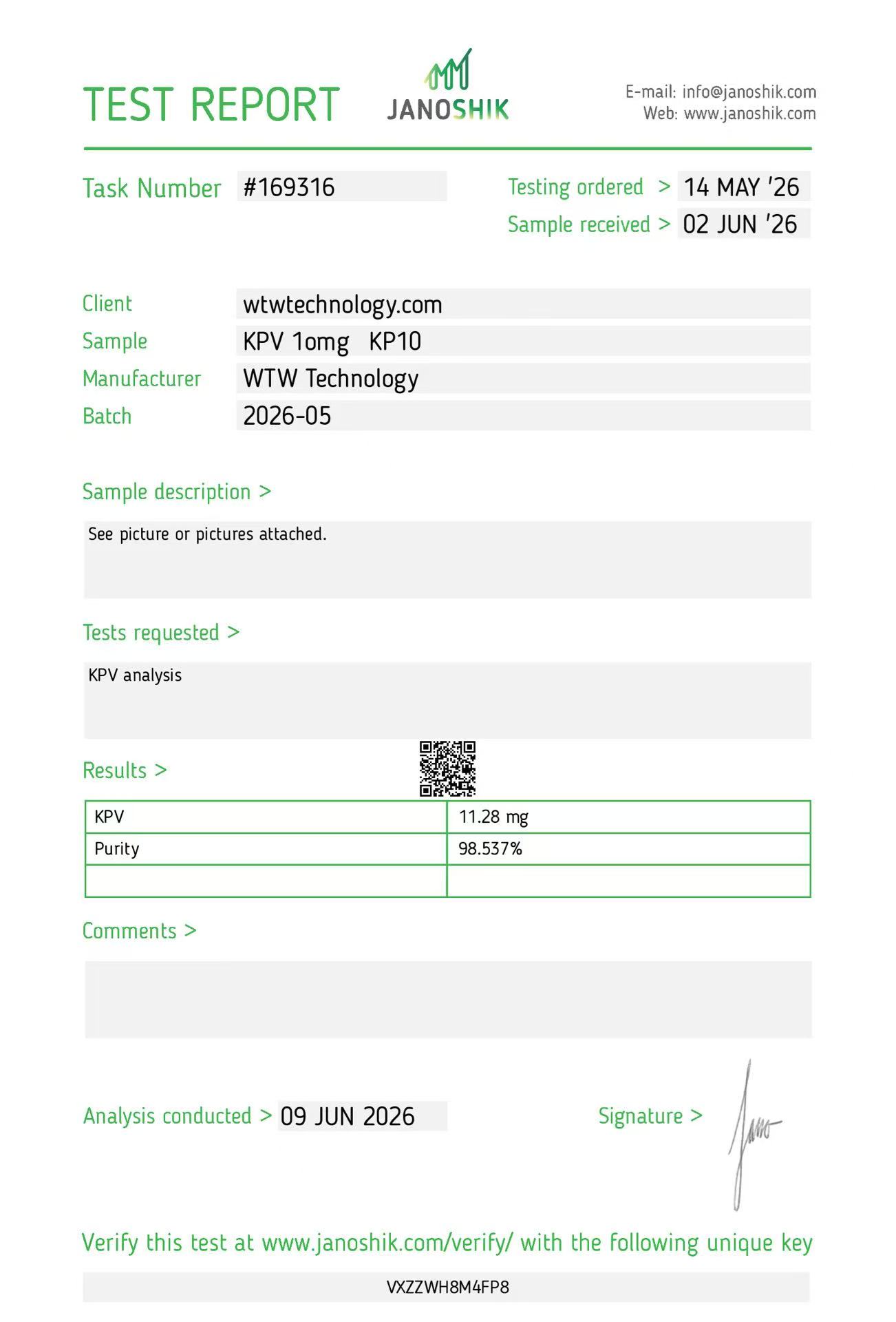 COA sample 1