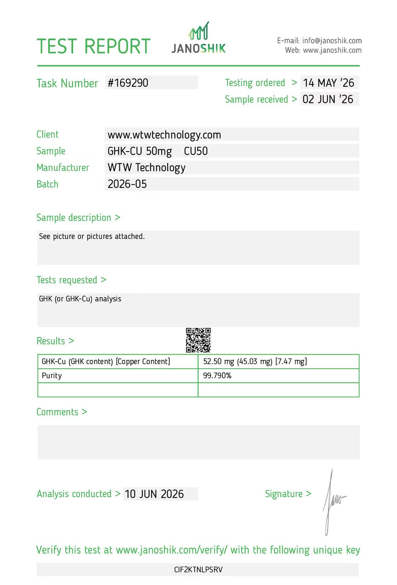COA sample 2