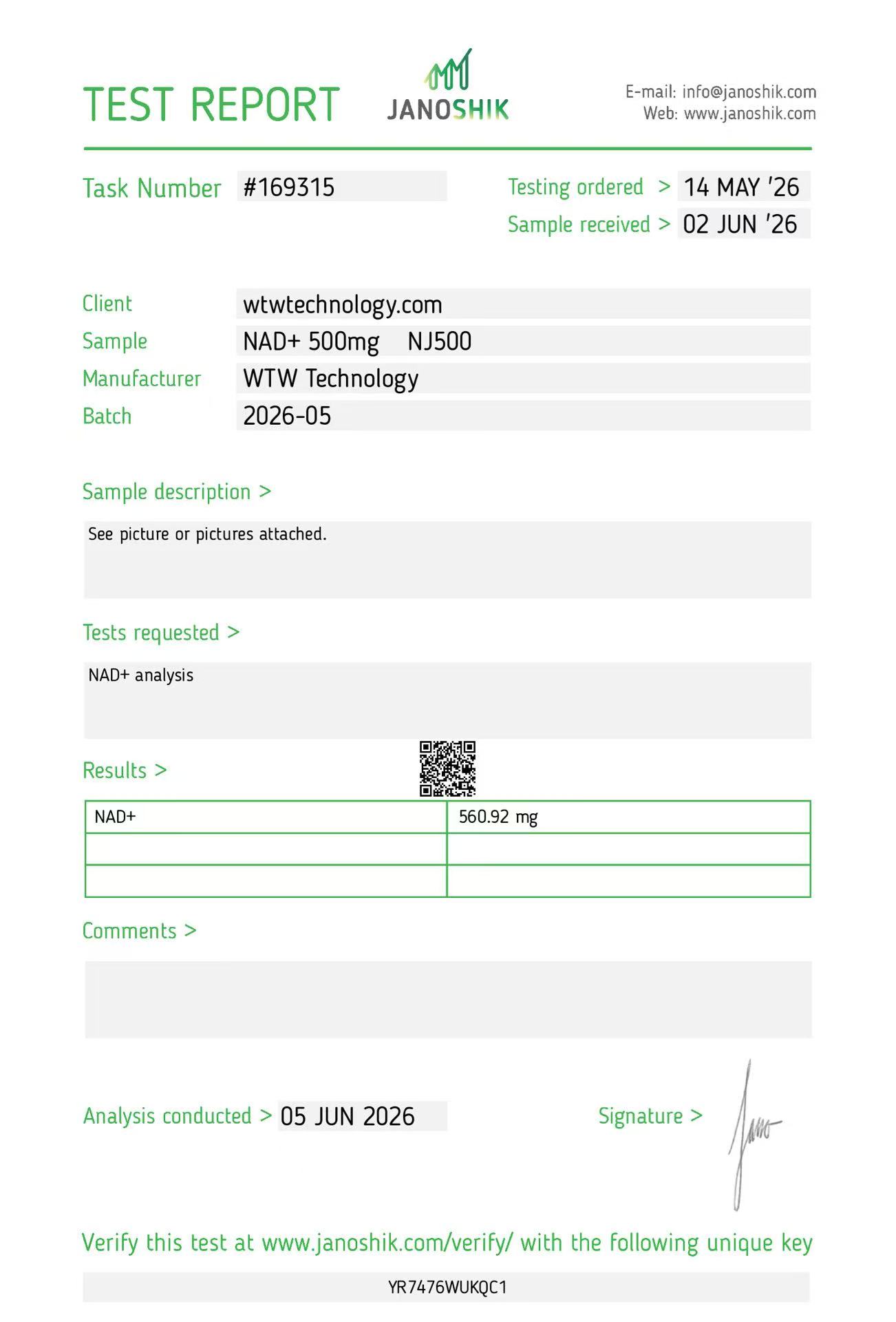 COA sample 3