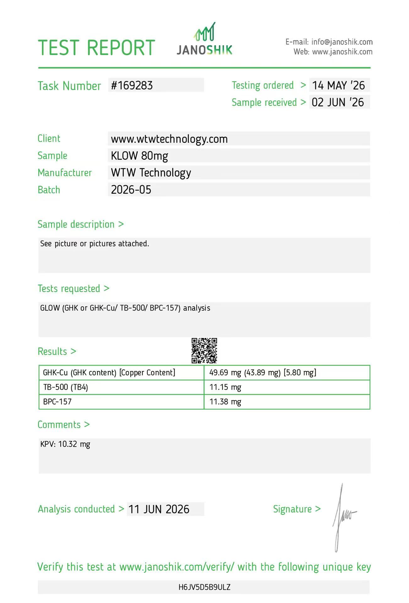 COA sample 4