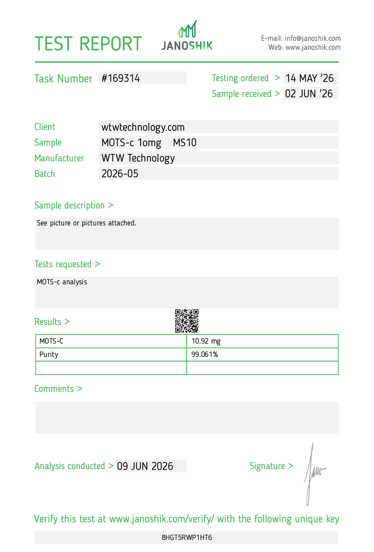 COA sample 6