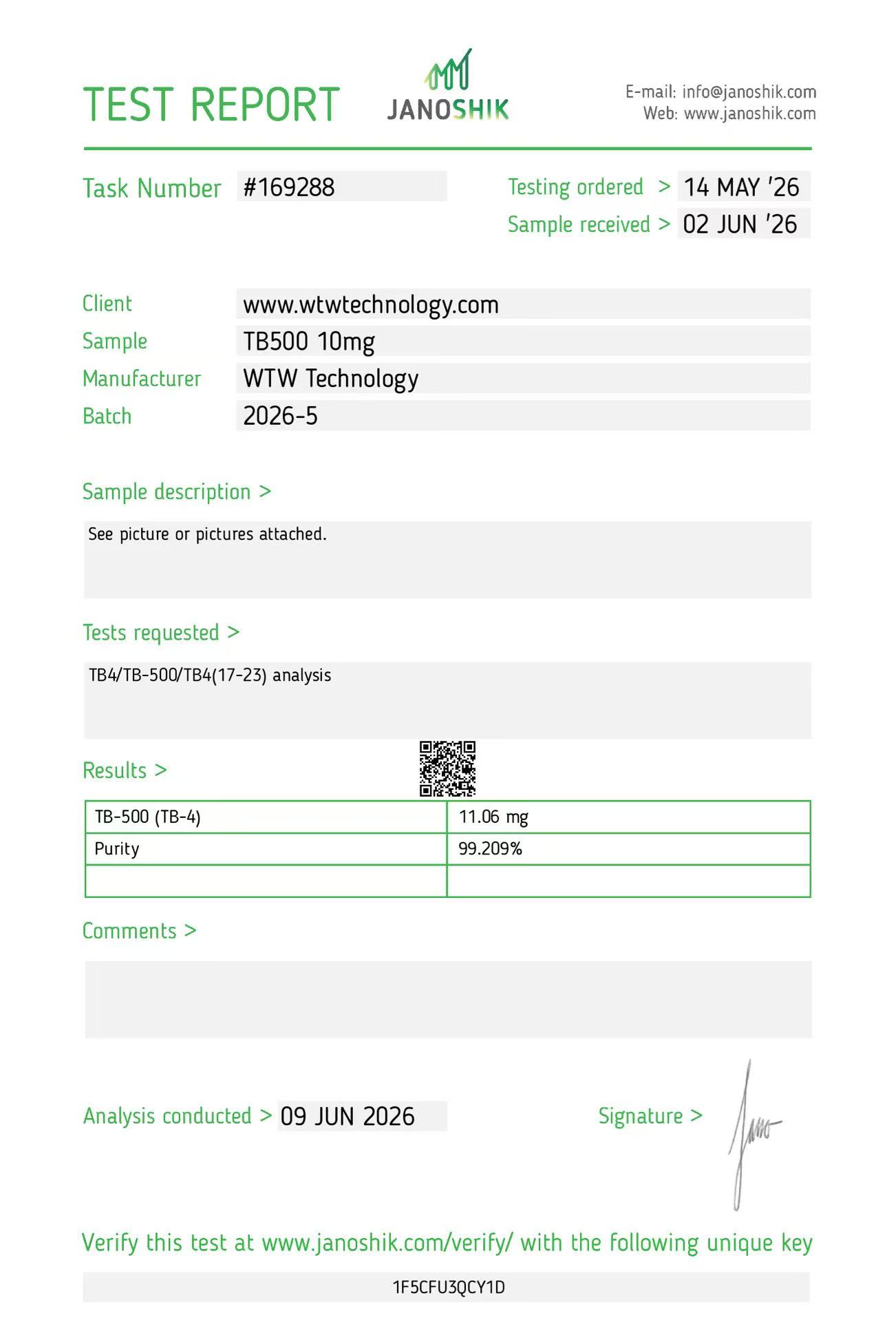 COA sample 7