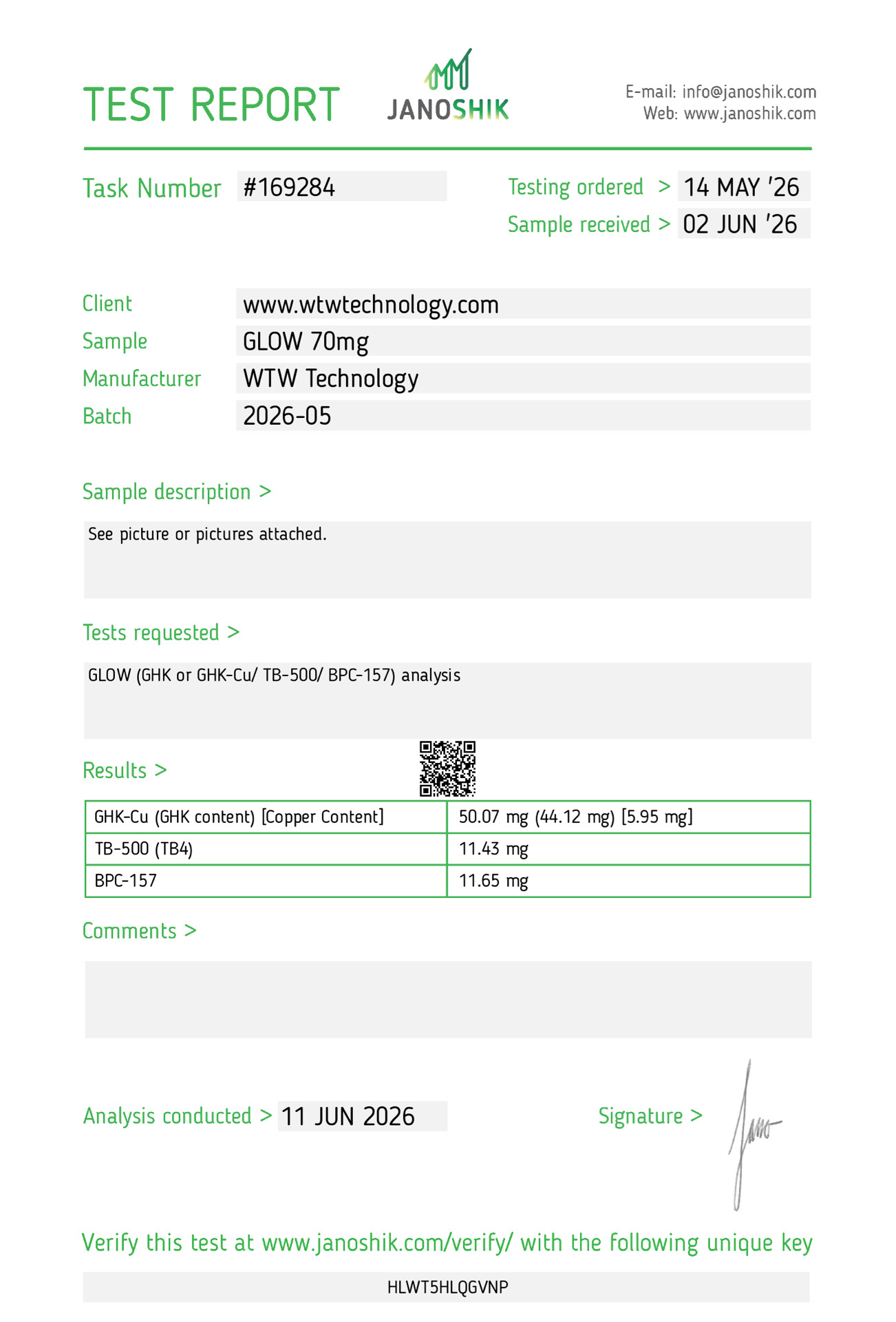 COA sample 8