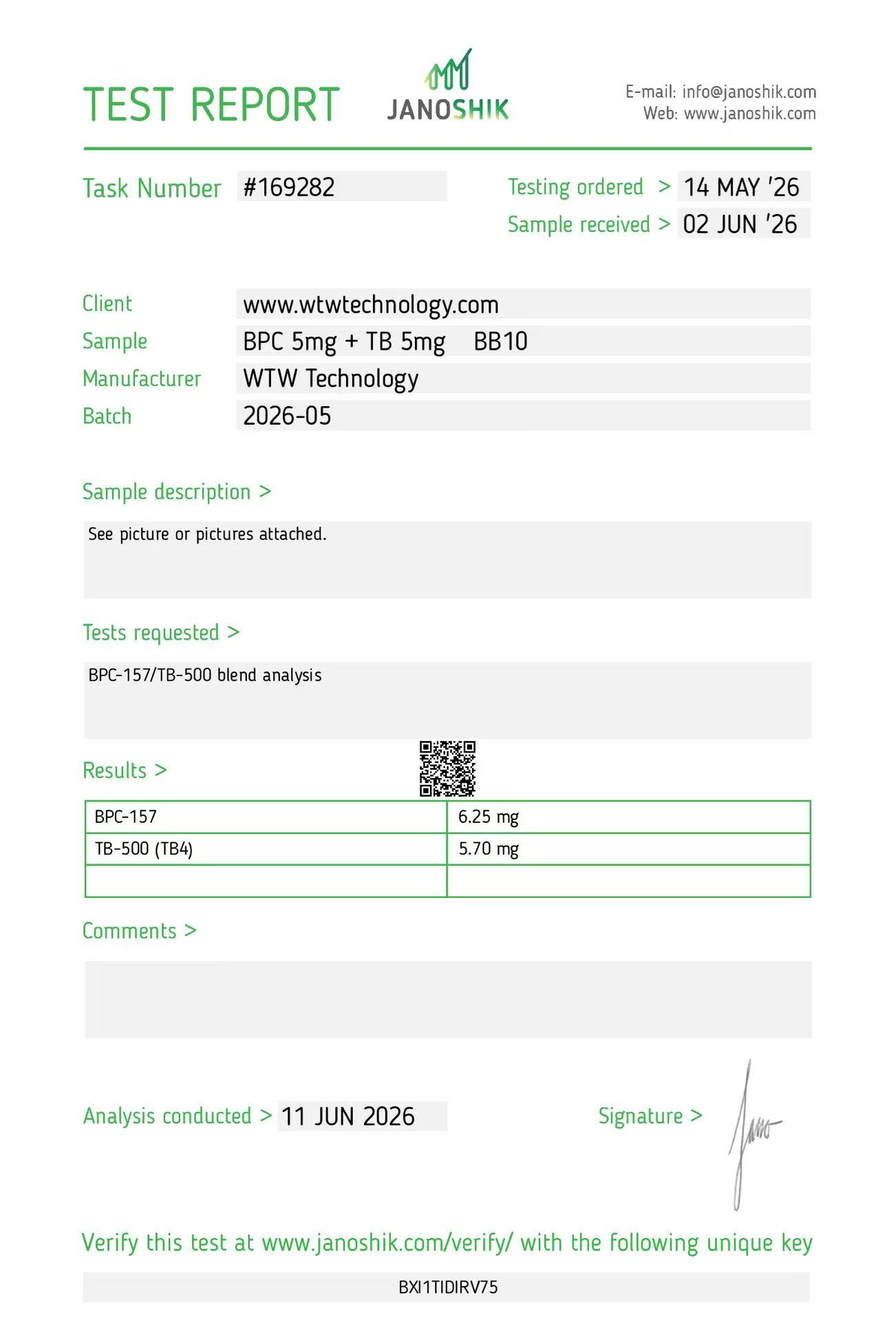 COA sample 9